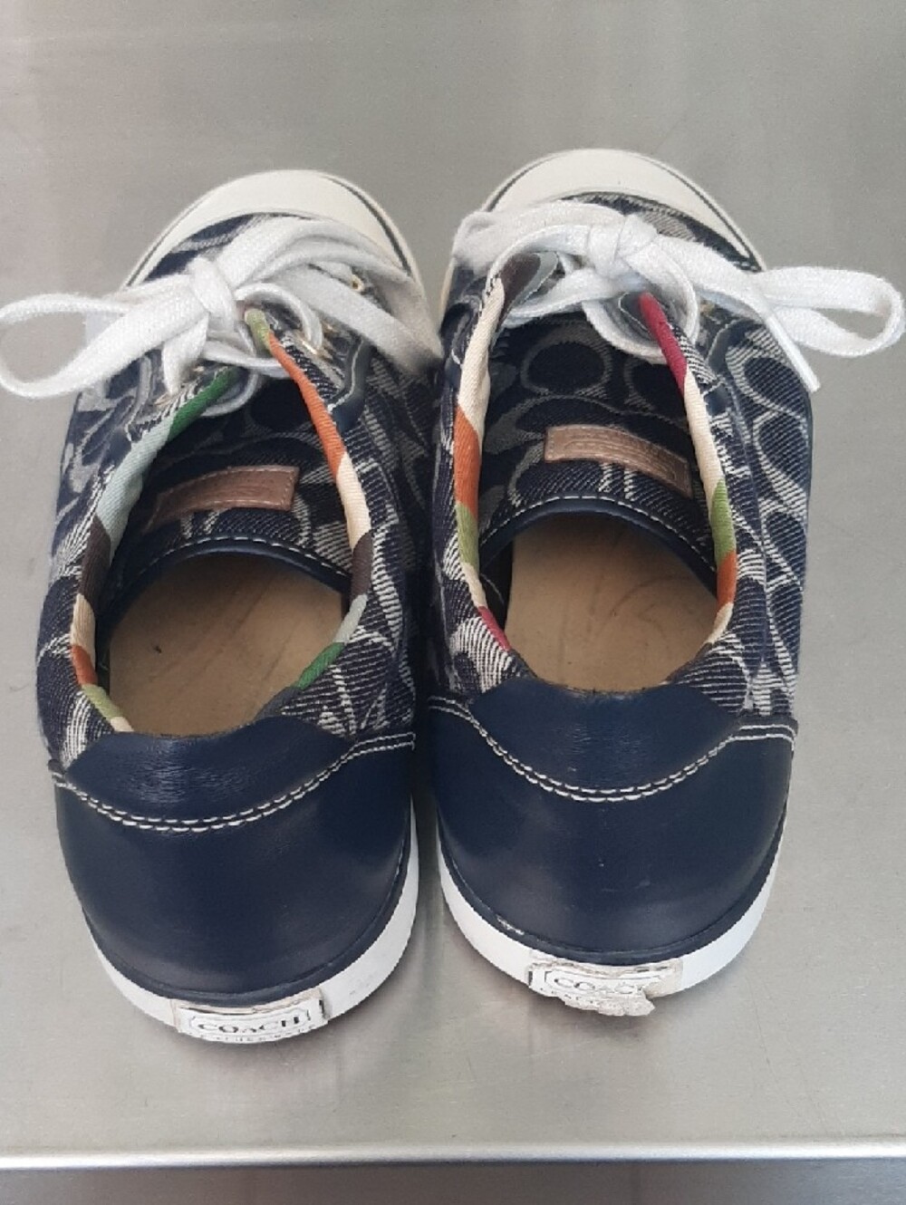 Coach🌟Navy Signature Canvas Lace-Up Sneakers Sz 8 - Picture 7 of 11